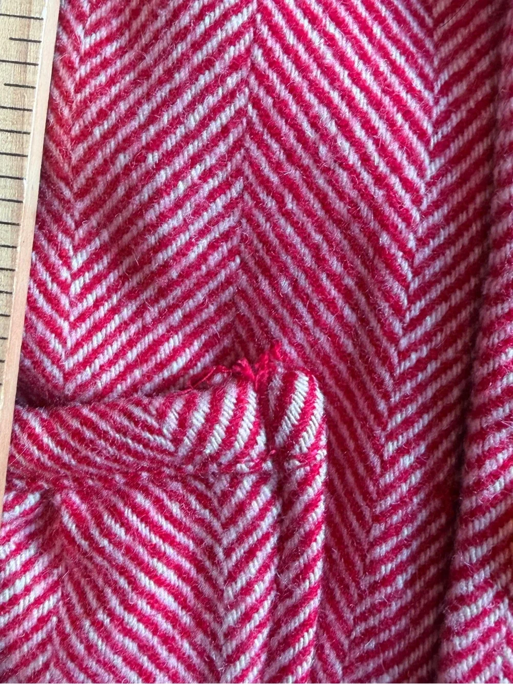 Vintage GAP Girls Red Herringbone Pea Coat holiday wool blend Christmas photos 2